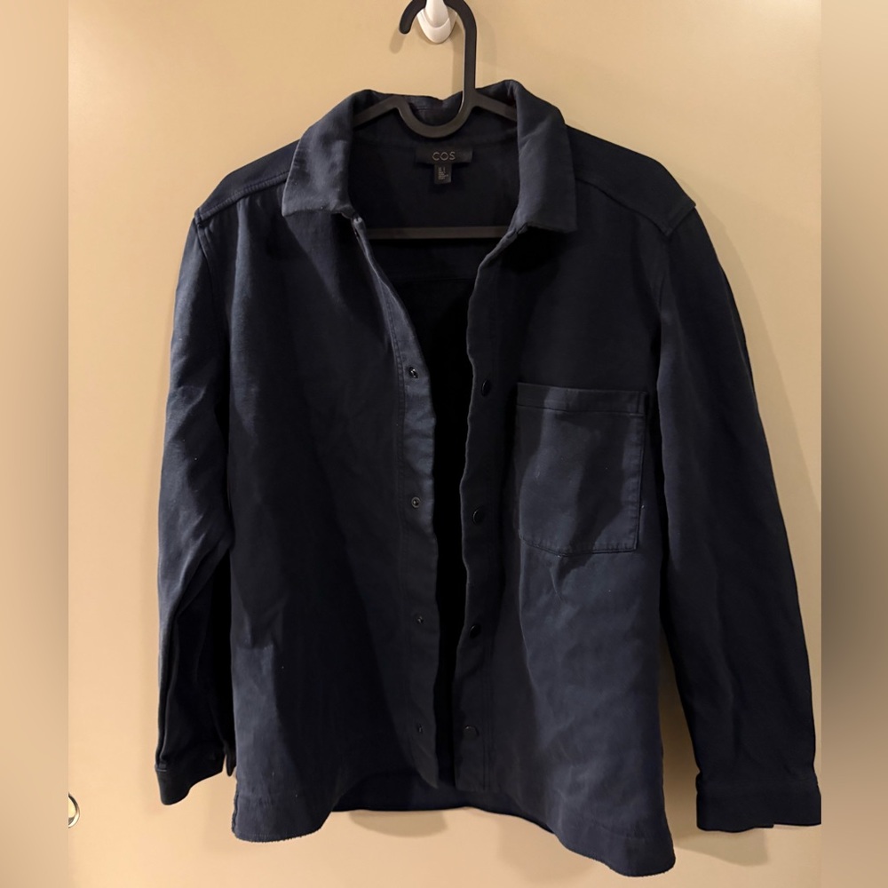 Navy COS Snap Shirt Jacket Small